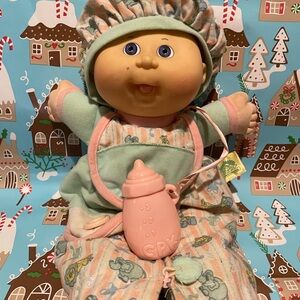 Cabbage Patch Kids Baby Doll in Pink & Mint Outfit with Bottle Accessory